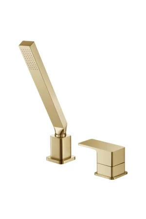 Big Sale Flusso Faucets Serie 196 Deck Diverter With Holder and Hose in Satin Brass