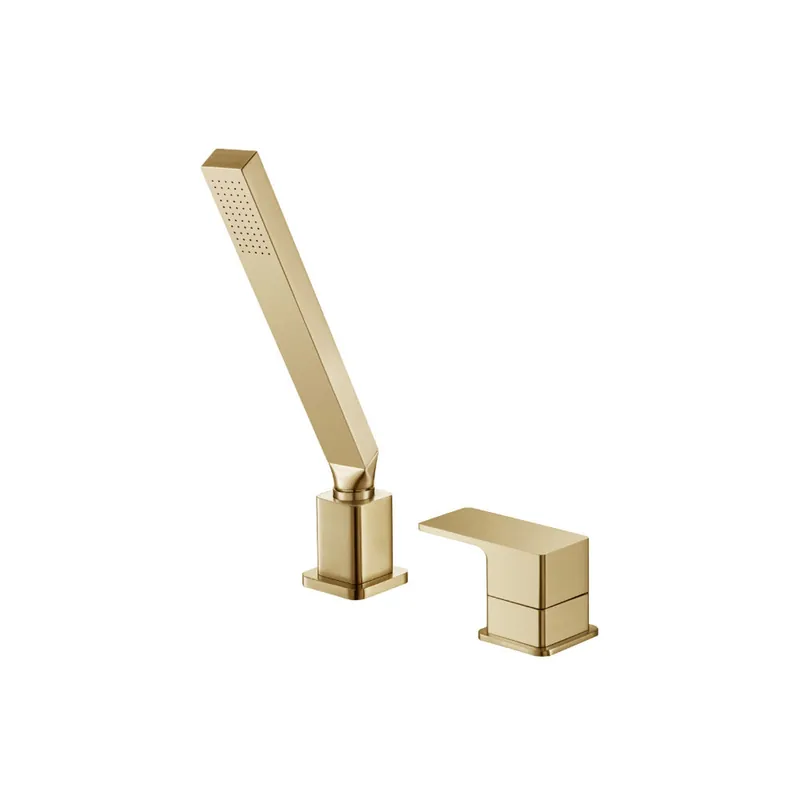 Big Sale Flusso Faucets Serie 196 Deck Diverter With Holder and Hose in Satin Brass
