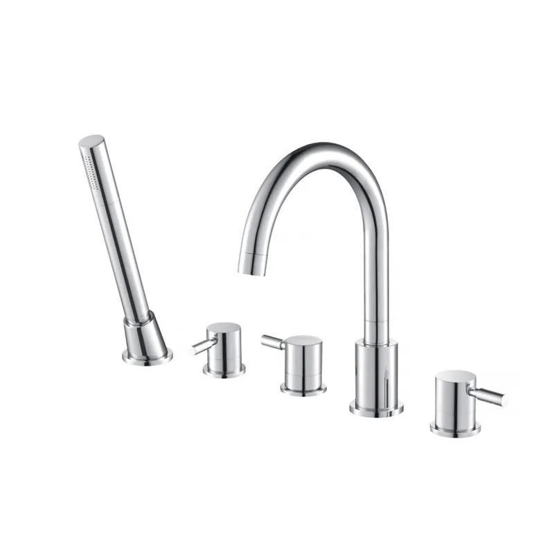 Flusso Faucets Serie 100 Five Hole Deck Mounted Roman Tub Faucet With Hand Shower in Chrome While Supplies Last