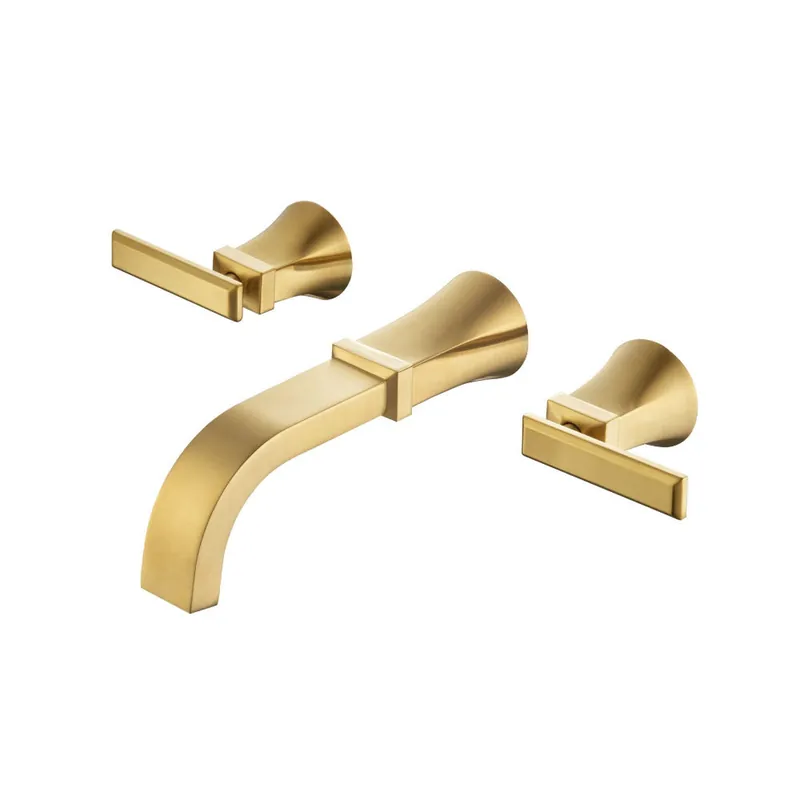 Last Chance Flusso Faucets Serie 230 Trim for Two Handle Wall Mounted Bathroom Faucet in Satin Brass