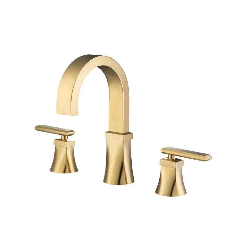 Professional Grade Flusso Faucets Serie 230 8" Widespread Three Hole Two Handle Bathroom Faucet in Satin Brass