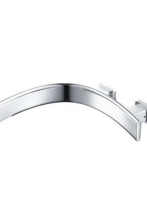 Editor’s Pick Flusso Faucets Curve Wall Mount Faucet Spout, Left Facing Curvature in Chrome