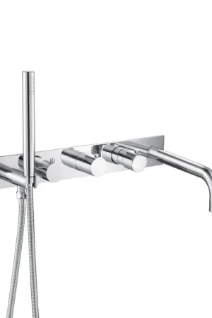 Best Price Flusso Faucets Serie 100 Trim for Wall Mount Tub Filler With Hand Shower in Chrome