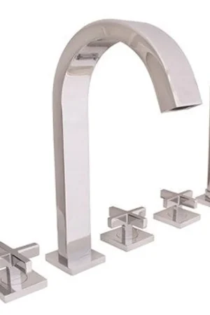 Editor’s Pick Speakman Lura 5-Hole Roman Cross Handles Polished Chrome Tub Faucet System