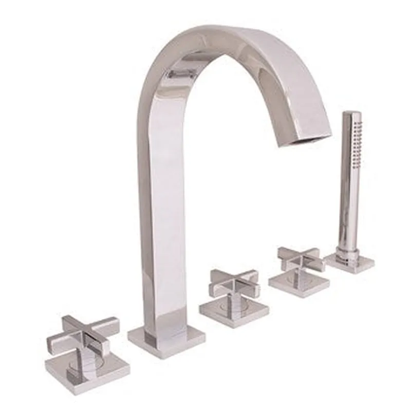 Editor’s Pick Speakman Lura 5-Hole Roman Cross Handles Polished Chrome Tub Faucet System