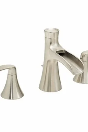 High Quality Speakman Caspian 1.2 GPM Brushed Nickel Two Sculpted Lever Handles Widespread Faucet