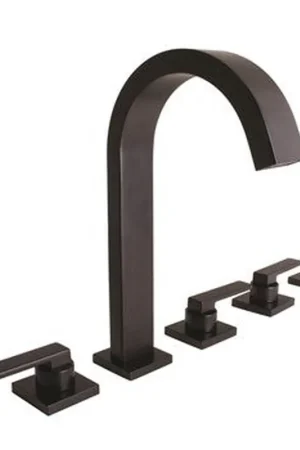 Hot Picks Speakman Lura 5-Hole 5.8 GPM Matte Black Roman Tub System Faucet With Flat Lever Handles and Hand Shower