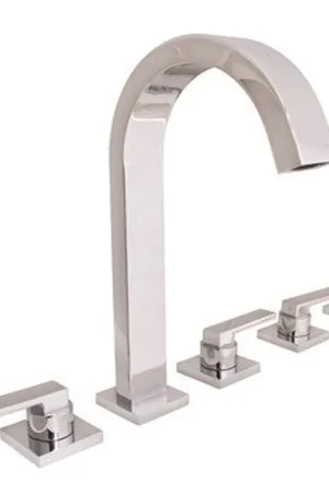 Fast Shipping Speakman Lura 5-Hole 5.8 GPM Polished Chrome Roman Tub System Faucet With Flat Lever Handles and Hand Shower