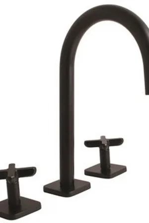 Modern Speakman Lucid 1.2 GPM Cross Handles Brass Construction Matte Black Widespread Faucet
