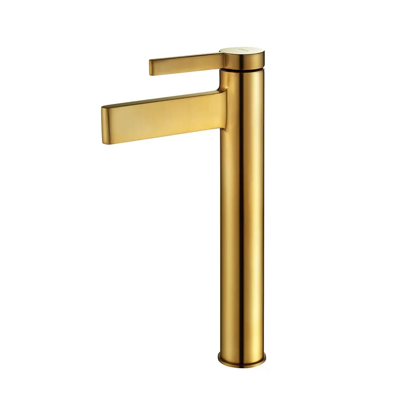 Best Choice Vinnova Oviedo 12" Single High-Handle Hole Lever Vessel Brushed Gold Bathroom Faucet