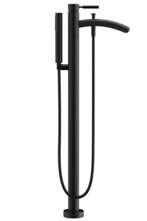 Hot Deal Wyndham Collection Taron Modern-Style Bathroom Tub Filler Faucet (Floor-mounted) in Matte Black