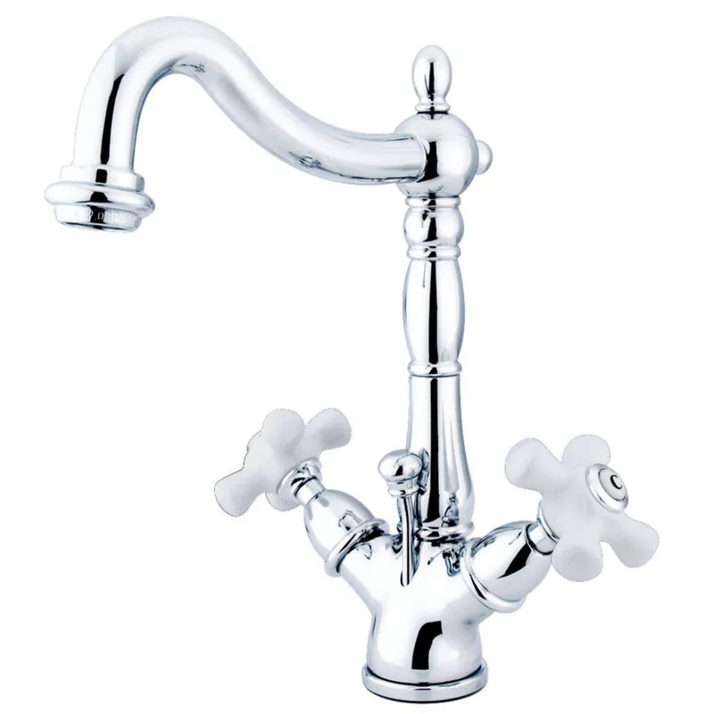 Kingston Brass KS1431PX Heritage Two-Handle Bathroom Faucet with Brass Pop-Up and Cover Plate, Polished Chrome Super Sale