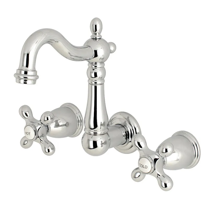 Kingston Brass KS1221AX Heritage Wall Mount Bathroom Faucet, Polished Chrome Top Pick