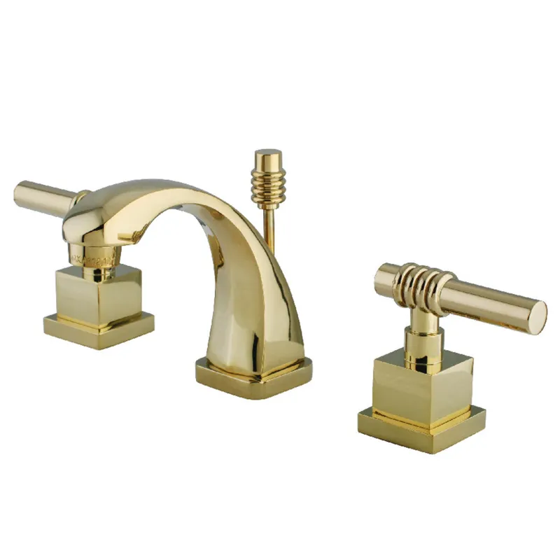 Certified Kingston Brass KS4942QL Milano Widespread Bathroom Faucet, Polished Brass