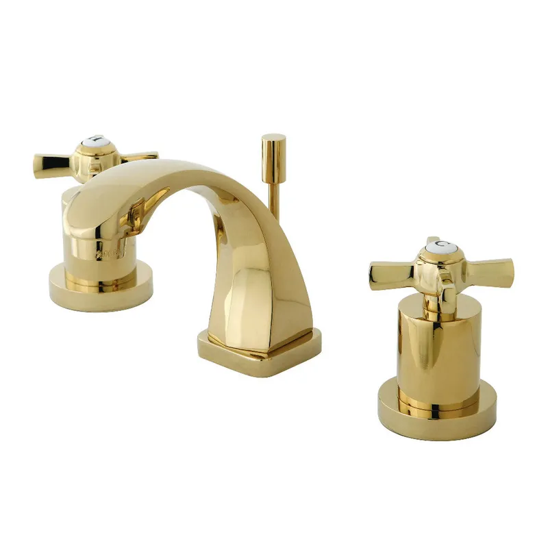 Kingston Brass KS4942ZX 8 in. Widespread Bathroom Faucet, Polished Brass Luxury