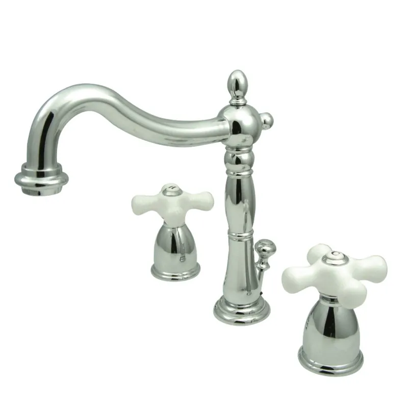 Kingston Brass KB1971PX Heritage Widespread Bathroom Faucet with Plastic Pop-Up, Polished Chrome Genuine