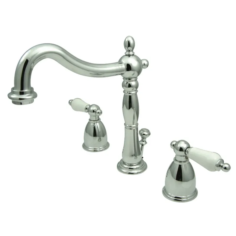 Kingston Brass KB1971PL Heritage Widespread Bathroom Faucet with Plastic Pop-Up, Polished Chrome Last Chance