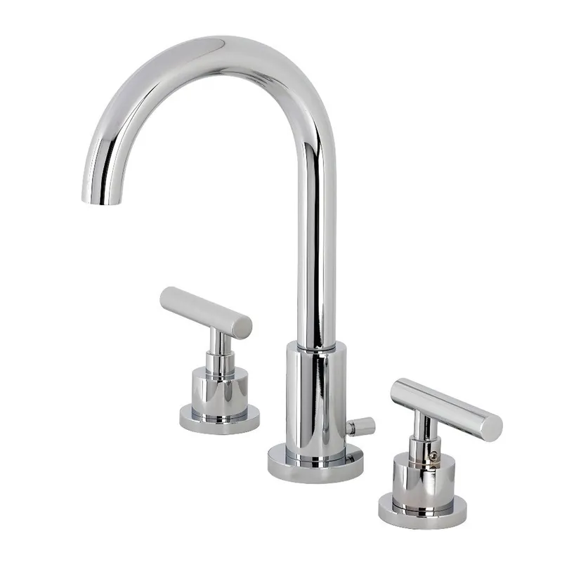 Crafted Kingston Brass FSC8921CML Manhattan Widespread Bathroom Faucet with Brass Pop-Up, Polished Chrome