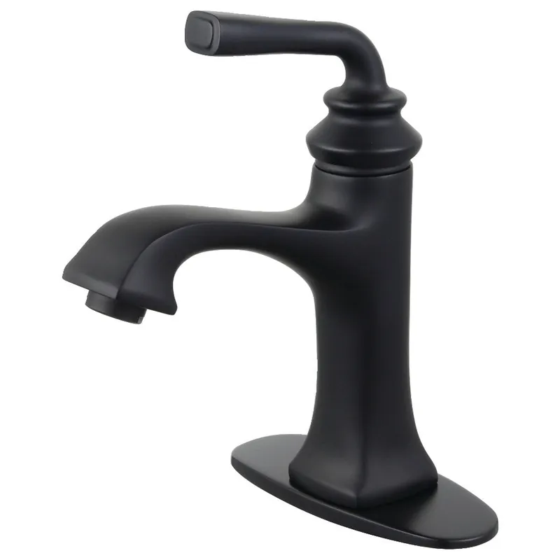 Fauceture LS4420RXL Restoration Single-Handle Bathroom Faucet with Push-Up Drain and Deck Plate, Matte Black Fresh Stock