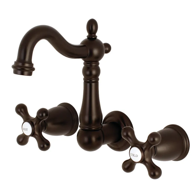 Kingston Brass KS1225AX Heritage Wall Mount Bathroom Faucet, Oil Rubbed Bronze Secure Checkout