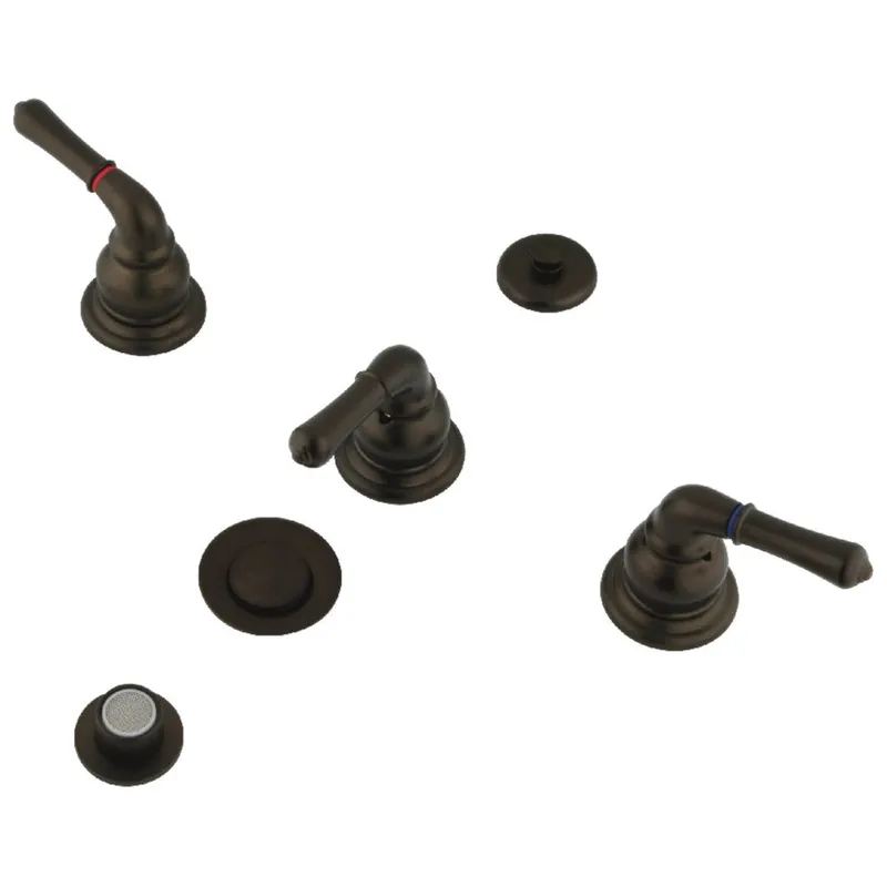 Big Sale Kingston Brass KB325 Magellan Bidet Faucet with Lever Handles & Brass Pop-Up, Oil Rubbed Bronze