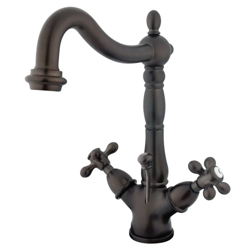 Direct From Factory Kingston Brass KS1435AX Heritage Two-Handle Bathroom Faucet with Brass Pop-Up and Cover Plate, Oil Rubbed Bronze