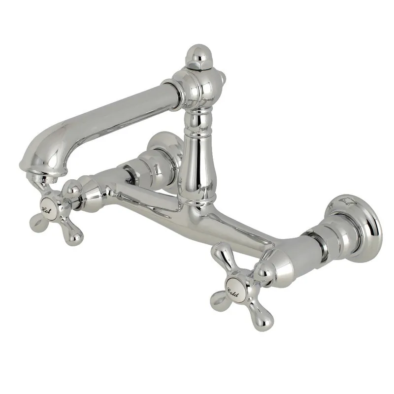One Day Deal Kingston Brass KS7241AX 8-Inch Center Wall Mount Bathroom Faucet, Polished Chrome