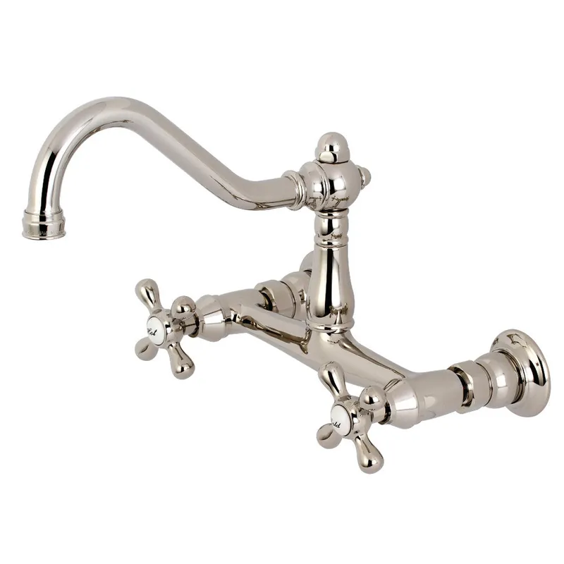 Kingston Brass KS3246AX 8" Center Wall Mount Bathroom Faucet, Polished Nickel Crafted
