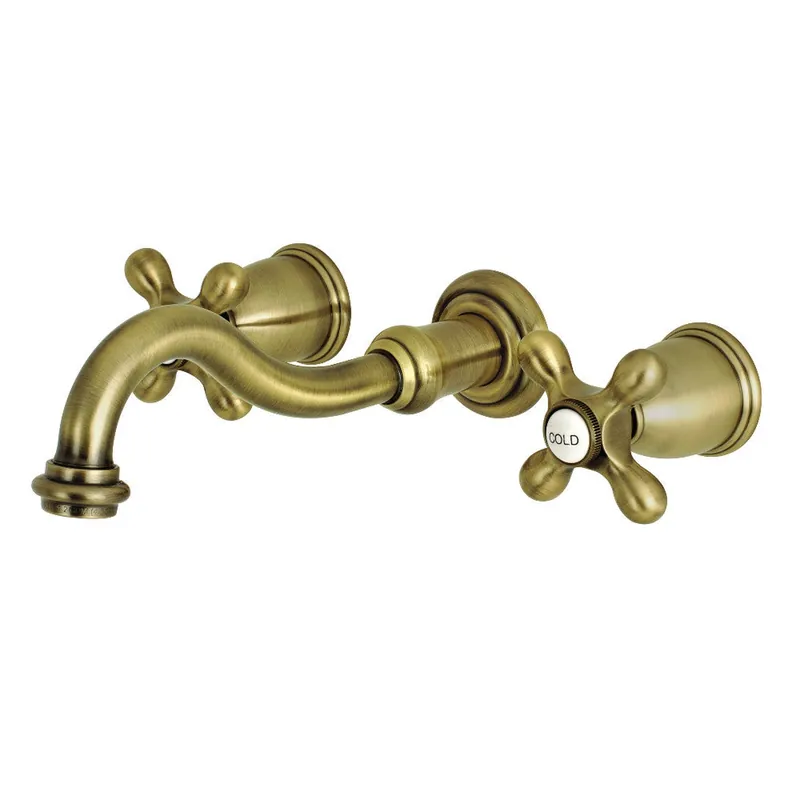 Kingston Brass KS3123AX Vintage 2-Handle Wall Mount Bathroom Faucet, Antique Brass Special Discount