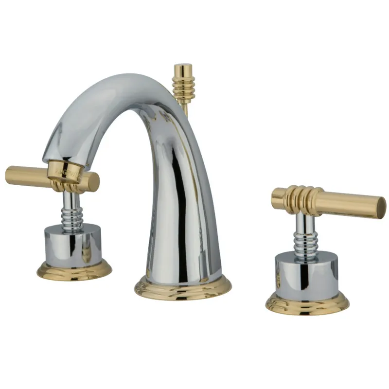 Kingston Brass KS2964ML 8 in. Widespread Bathroom Faucet, Polished Chrome/Polished Brass Trusted Brand