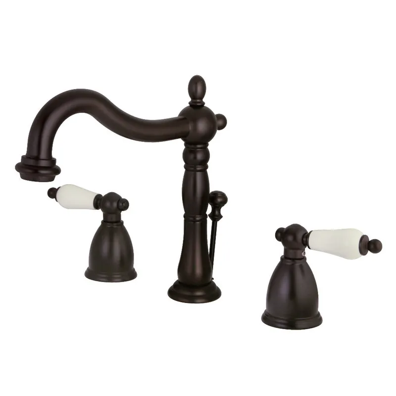 In Demand Kingston Brass KB1975PL Heritage Widespread Bathroom Faucet with Plastic Pop-Up, Oil Rubbed Bronze