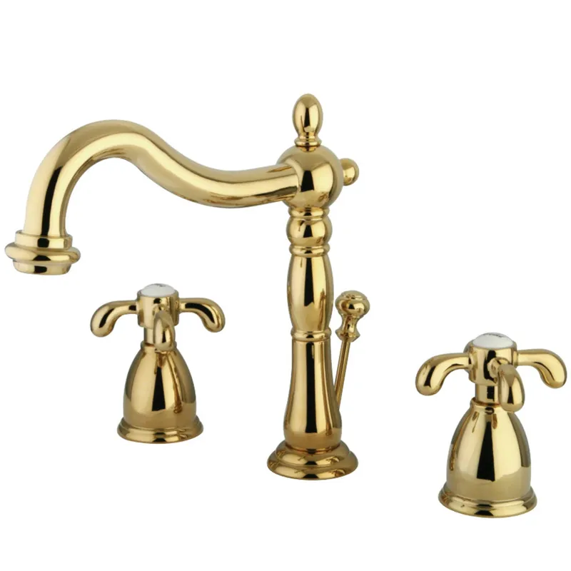 Kingston Brass KB1972TX French Country Widespread Bathroom Faucet with Brass Pop-Up, Polished Brass Last Chance