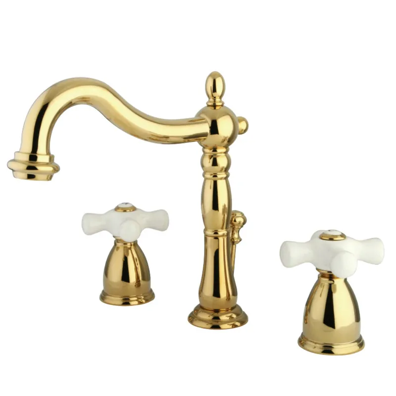 Price Cut Kingston Brass KB1972PX Heritage Widespread Bathroom Faucet with Brass Pop-Up, Polished Brass