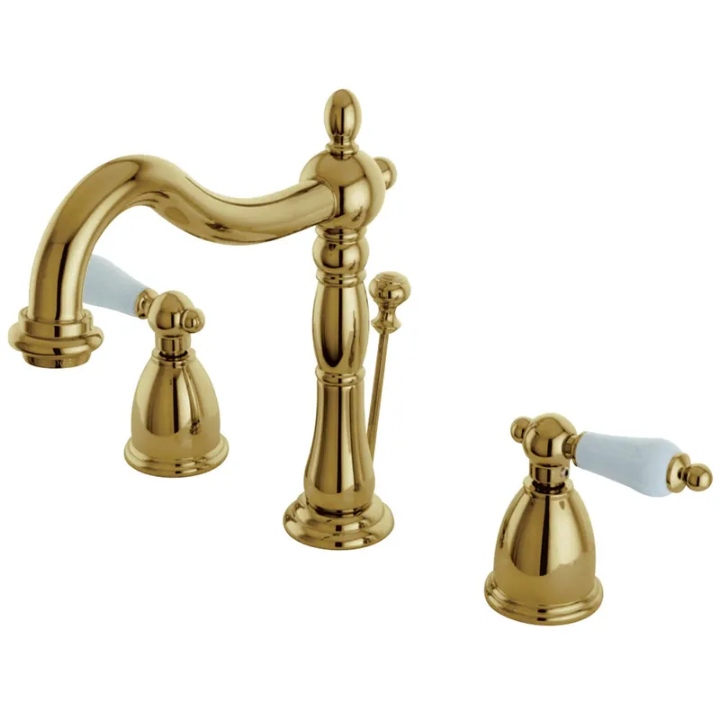 Kingston Brass KB1972PL Heritage Widespread Bathroom Faucet with Brass Pop-Up, Polished Brass Holiday Sale