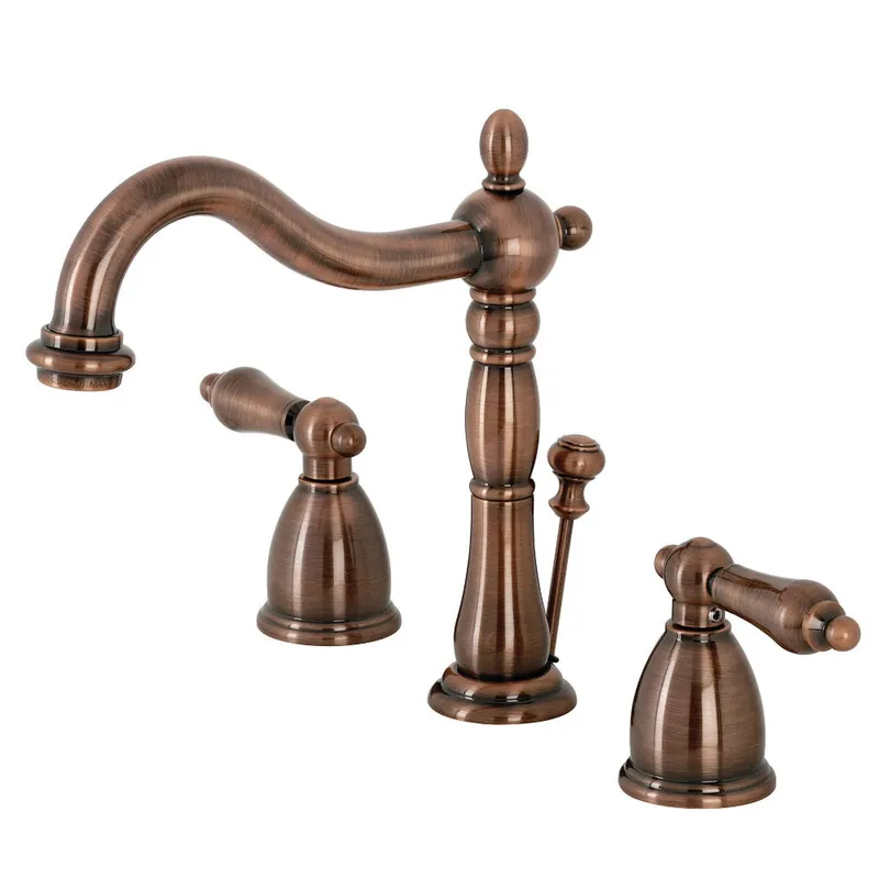 Exclusive Kingston Brass KB197ALAC Heritage Widespread Bathroom Faucet with Brass Pop-Up, Antique Copper