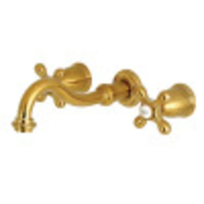Time-Limited Kingston Brass KS3127AX Vintage 2-Handle Wall Mount Bathroom Faucet, Brushed Brass