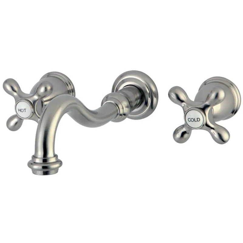 Kingston Brass KS3128AX Vintage 2-Handle Wall Mount Bathroom Faucet, Brushed Nickel Final Sale