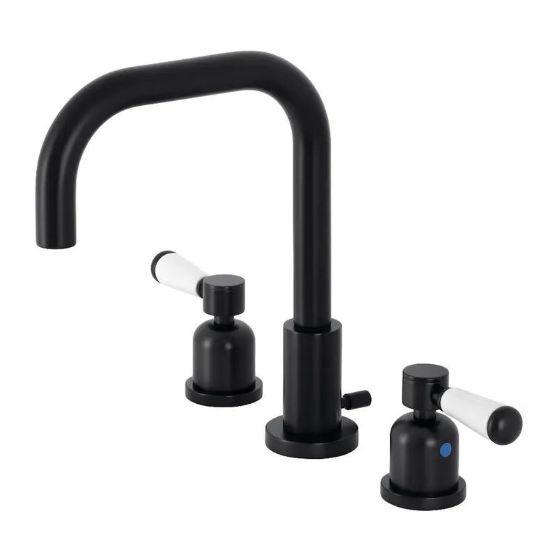Sale Kingston Brass FSC8930DPL Paris Widespread Bathroom Faucet with Brass Pop-Up, Matte Black