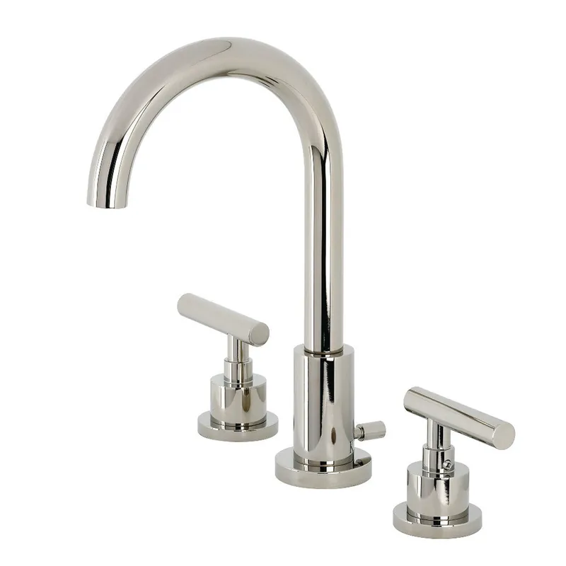 Kingston Brass FSC8929CML Manhattan Widespread Bathroom Faucet with Brass Pop-Up, Polished Nickel Exclusive Offer