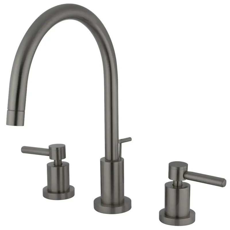Modern Kingston Brass KS8928DL 8 in. Widespread Bathroom Faucet, Brushed Nickel