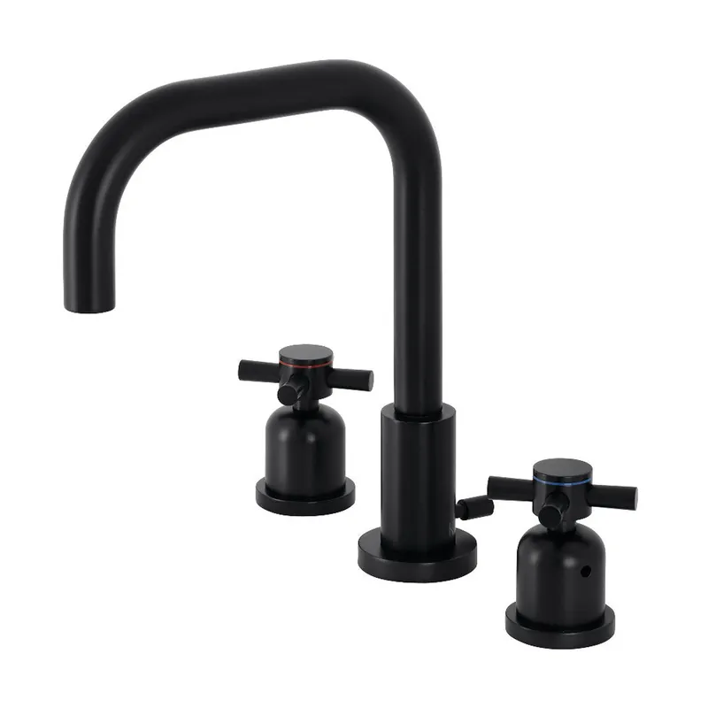 Kingston Brass FSC8930DX Concord Widespread Bathroom Faucet with Brass Pop-Up, Matte Black Last Chance