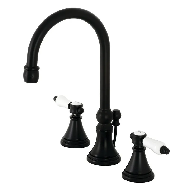 Kingston Brass KS2980BPL Bel-Air Widespread Bathroom Faucet with Brass Pop-Up, Matte Black Fresh Stock