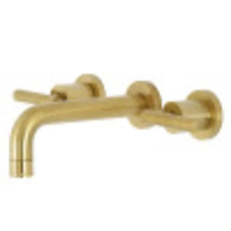 Kingston Brass KS8127CML Manhattan 2-Handle 8 in. Wall Mount Bathroom Faucet, Brushed Brass Special Offer