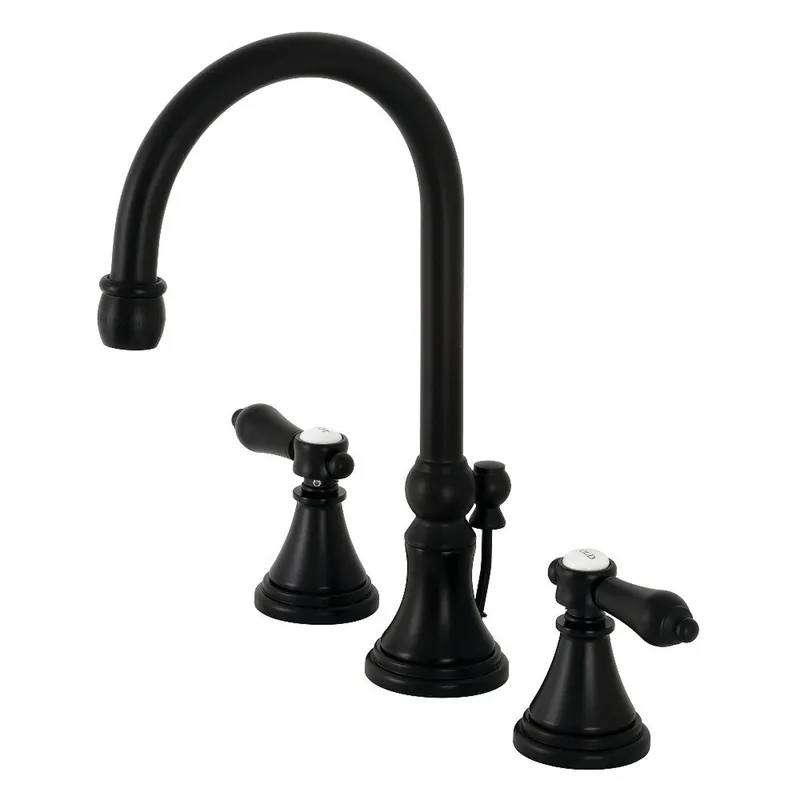 Kingston Brass KS2980BAL Heirloom Widespread Bathroom Faucet with Brass Pop-Up, Matte Black Special Discount