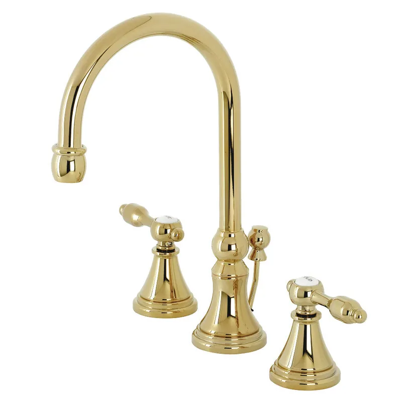 Kingston Brass KS2982TAL Tudor Widespread Bathroom Faucet with Brass Pop-Up, Polished Brass Handmade
