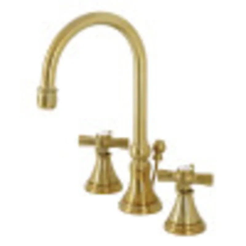 Limited Offer Kingston Brass KS2987ZX Millennium Widespread Bathroom Faucet with Brass Pop-Up, Brushed Brass