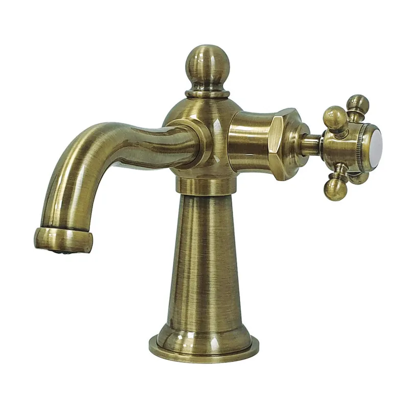Weekend Sale Kingston Brass KS154BXAB Nautical Single-Handle Bathroom Faucet with Push Pop-Up, Antique Brass