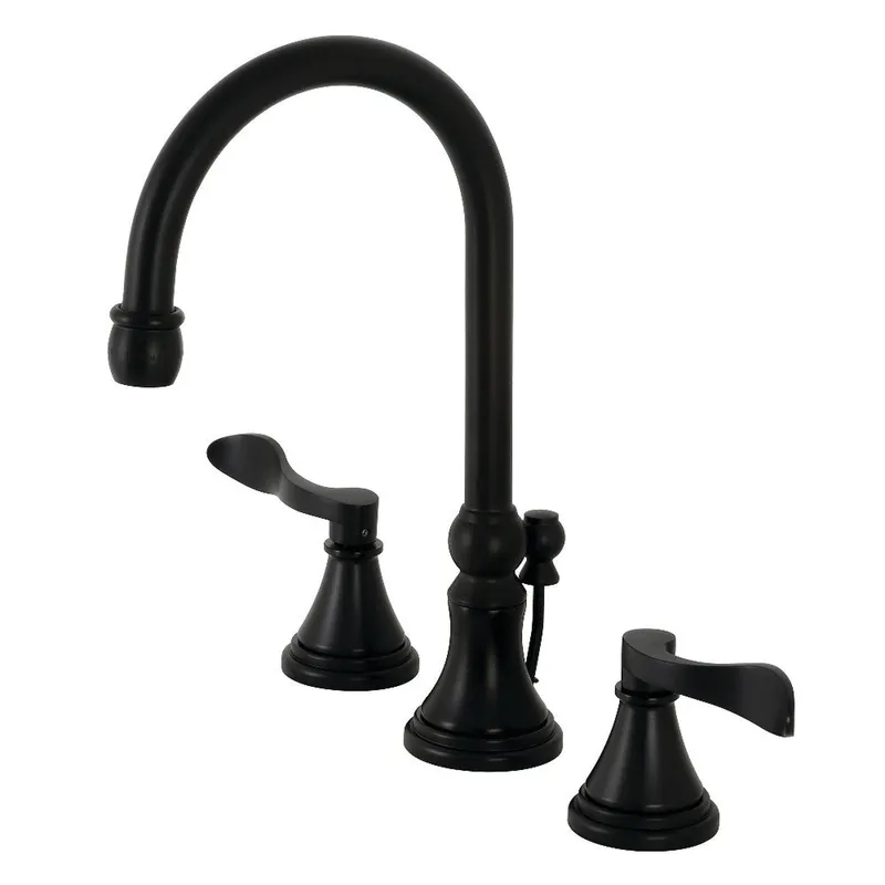Kingston Brass KS2980DFL NuFrench Widespread Bathroom Faucet with Brass Pop-Up, Matte Black Hot Picks