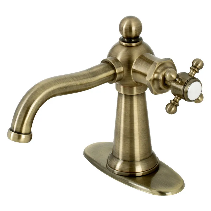 Affordable Kingston Brass KSD154BXAB Nautical Single-Handle Bathroom Faucet with Push Pop-Up, Antique Brass