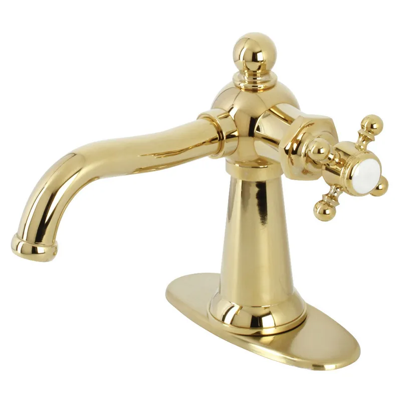 Kingston Brass KSD154BXPB Nautical Single-Handle Bathroom Faucet with Push Pop-Up, Polished Brass Secure Checkout